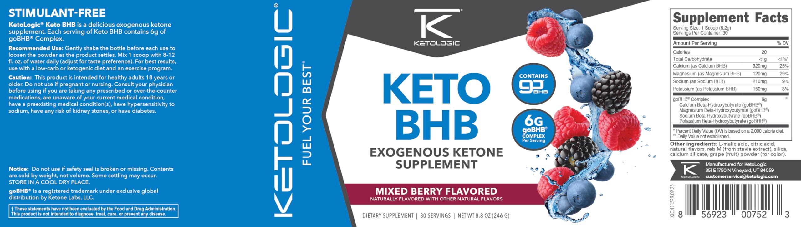 Amazon.com: Ketologic Keto BHB (Mixed Berry Flavor) 30 Servings
